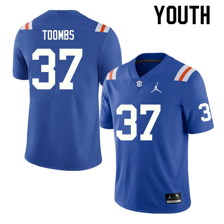 Youth #37 Javion Toombs Florida Gators College Football Jerseys Sale-Throwback
